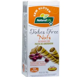 Tubes Free Nuts Kodilar Naturallife Recheado Pasta de Amendoim Sem Lactose 50g