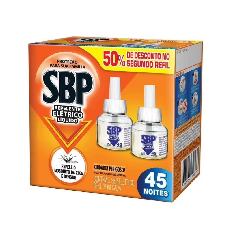 Inseticida Sbp Eletrico 2 Refil 45 Noites