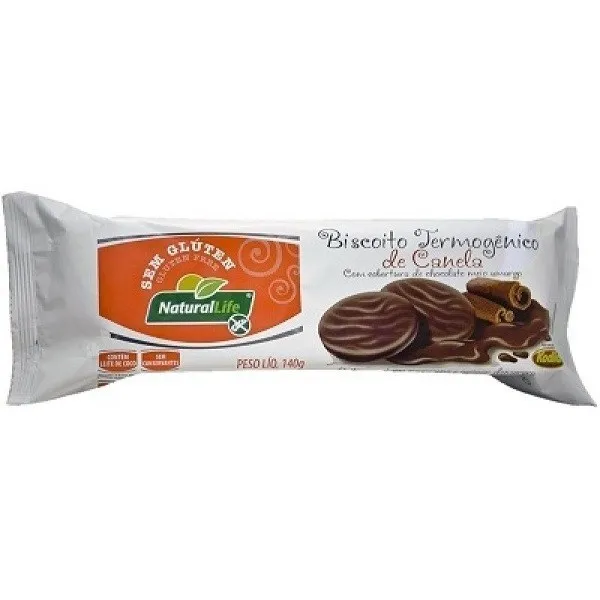 Biscoito Kodilar Naturallife Termogenico Canela Cobertura Chocolate Amargo 140g