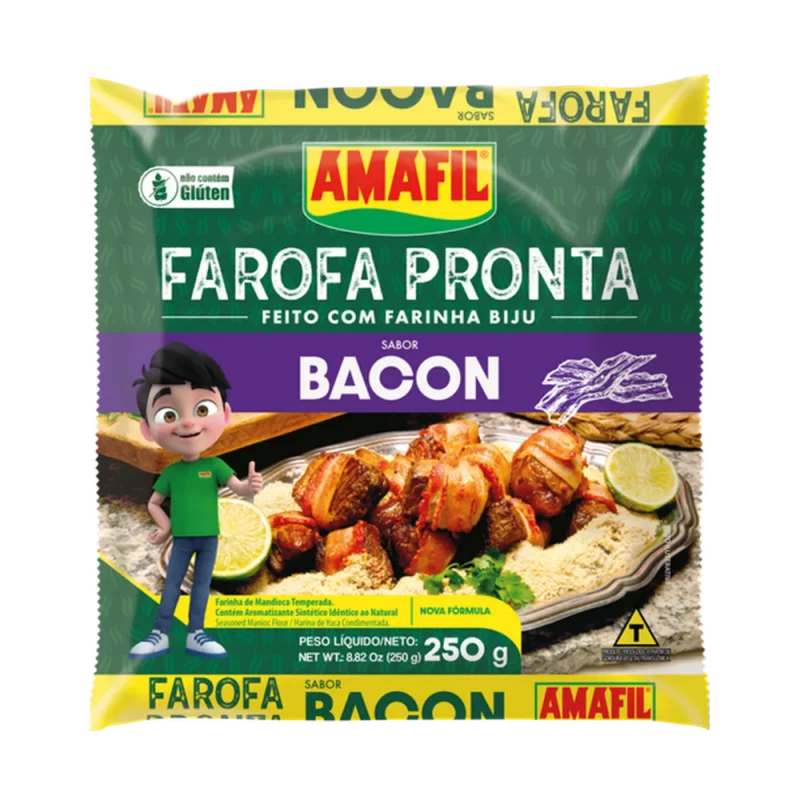 Farofa de Mandioca Amafil Bacon 250g