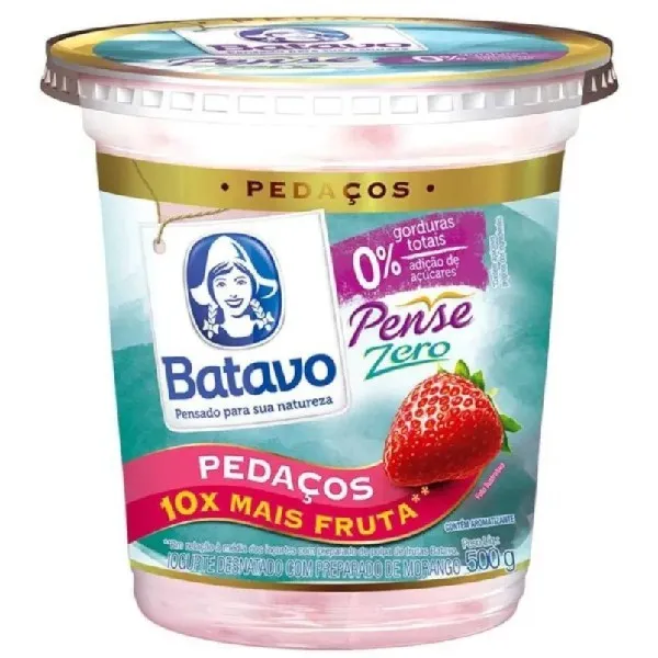 Iogurte Batavo de Frutas Pedacos Morango Zero 500g