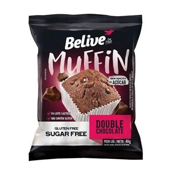 Bolinho Belive Muffin Sem Gluten Free Double Chocolate 40g