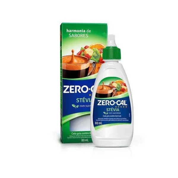 Adocante Zero Cal Stevia com Sucralose Liquido 80ml