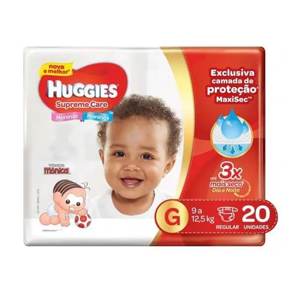 Fralda Descartavel Huggies Turma da Monica Supreme Care G com 20 Un