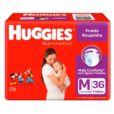 Fralda Descartavel Roupinha Huggies Turma da Monica Supreme Care Mega M com 36 Un