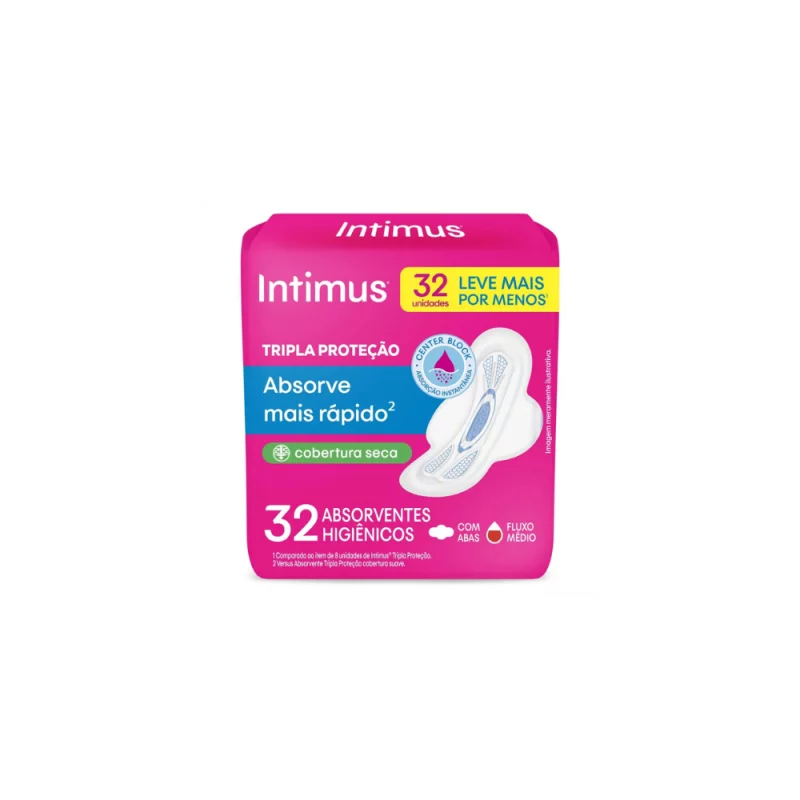 Absorvente Intimus Gel Tripla Protecao Seca com Abas 32un