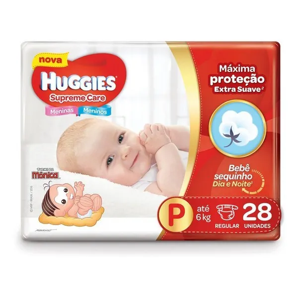 Fralda Descartavel Huggies Supreme Care Jumbo P com 28 Un