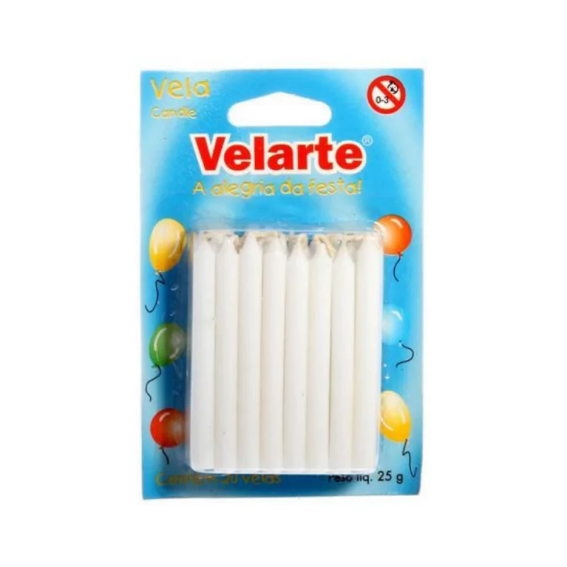 Vela Aniversario Romana Festas Palito com 20un Branca