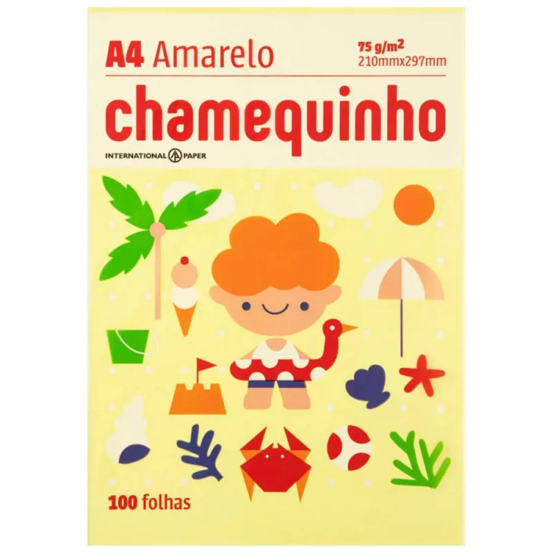 Papel Chamequinho Amarelo Folhas Cores 100un