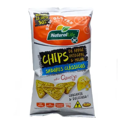Chips de Arroz Kodilar Naturallife Queijo Sem Lactose Sem Gluten 70g