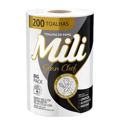 Papel Toalha Mili Gran Chef 18,5x22cm 200 Folhas