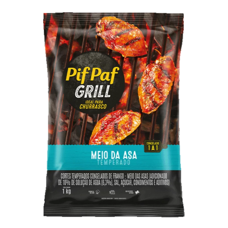 Meio da Asa de Frango Pif Paf Temperada Pacote 1kg