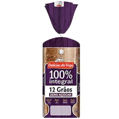 Pao de Forma Delicias do Trigo 100% Integral 12 Graos Zero Acucar 380g