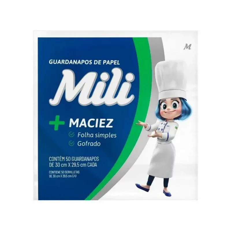 Guardanapo Mili 30x29,5cm Pacote com 50un
