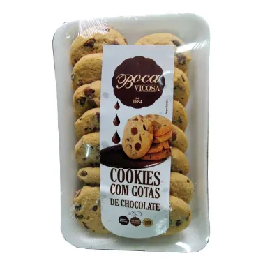 Biscoito Boca Vicosa Cookies com Gotas de Chocolate Bandeja 200g