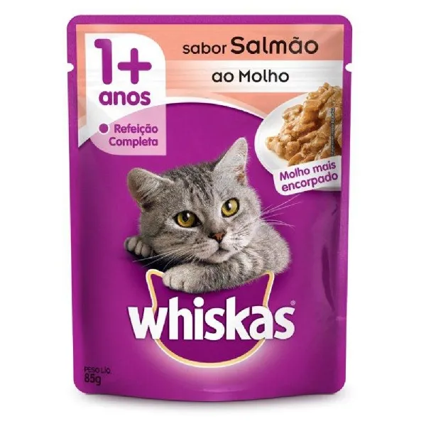 Racao Whiskas Adulto Salmao Sache 85g