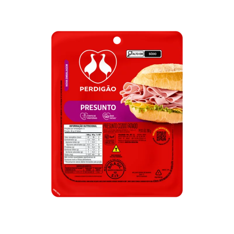 Presunto Perdigao Fatiado Vacuo 200g