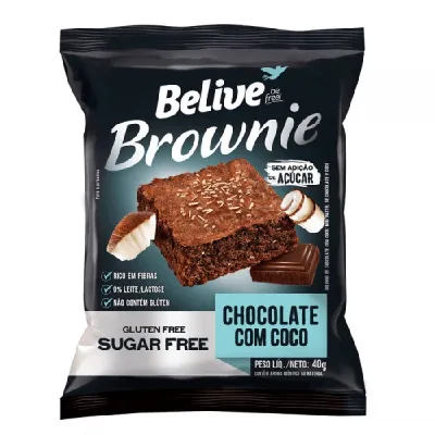 Brownie Belive Chocolate com Coco Zero Acucar/gluten/lactose 40g