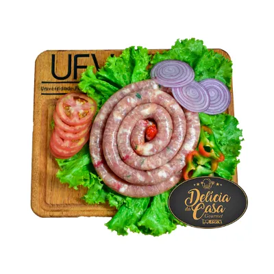 Linguica Porco Fina Recheada Bacon e Pimenta Biquinho Delicia da Casa Kg