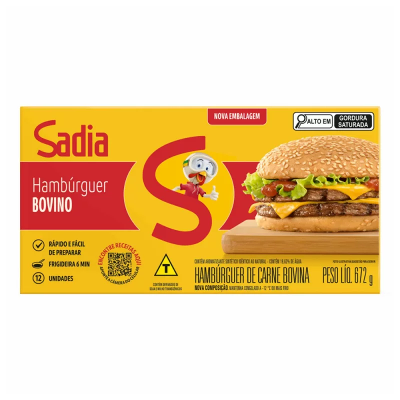 Hamburguer Sadia Bovino 672g