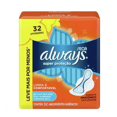 Absorvente Always Super Protecao Seca com Abas Leve Mais Pague Menos 32un