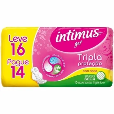 Absorvente Intimus Gel Tripla Protecao Seca com Abas Leve 16 Pague 14un