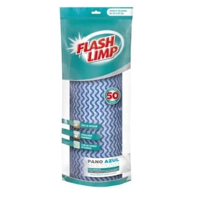 Pano Flash Limp Multiuso Azul com 50 Un
