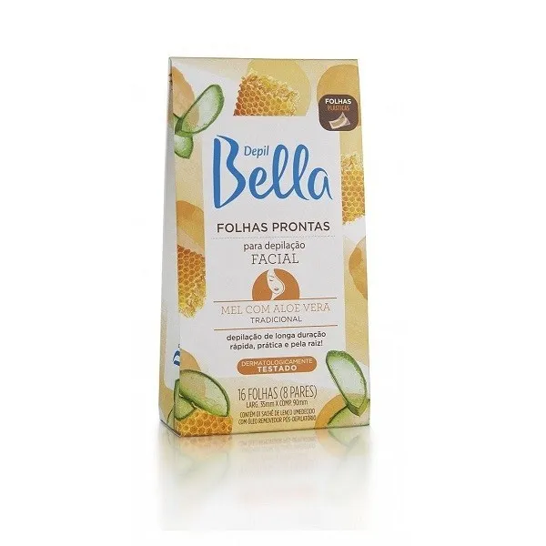 Folhas Depil Bella Prontas para Depilacao Corporal com Mel/aloe Vera 16un