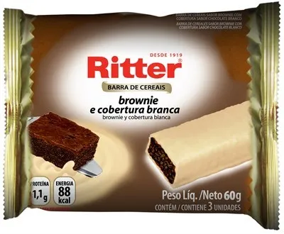 Barra de Cereais Ritter Brownie Cobertura Branca com 3un 60g