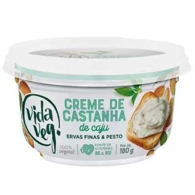 Creme de Castanha de Caju Vida Veg Ervas Finas com Pesto 180g