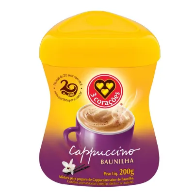 Cappuccino Tres Coracoes Baunilha Pote 200g