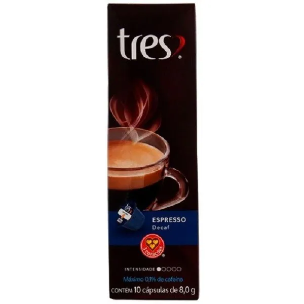 Capsula Tres Coracoes Espresso Descafeinado 80g