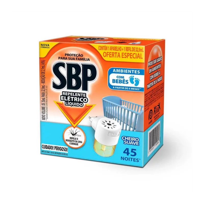 Inseticida Sbp Eletrico Aparelho Mais Refil Cheiro Suave 35ml