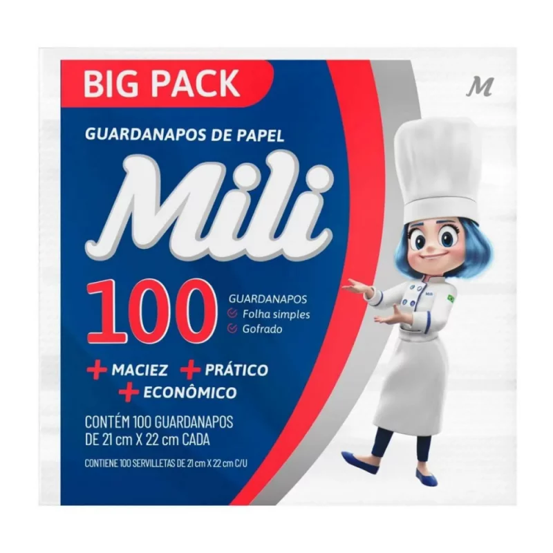 Guardanapo Mili 21x22cm Pacote com 100un