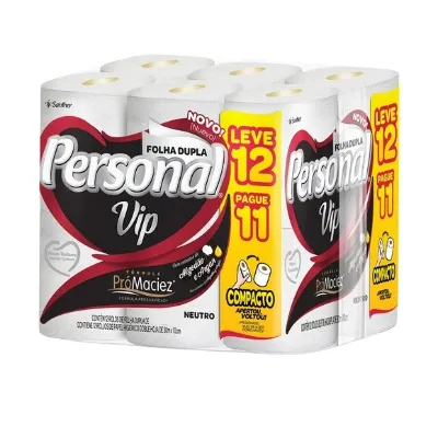 Papel Higienico Personal Vip 20m Folha Dupla Leve12 Pague 11un