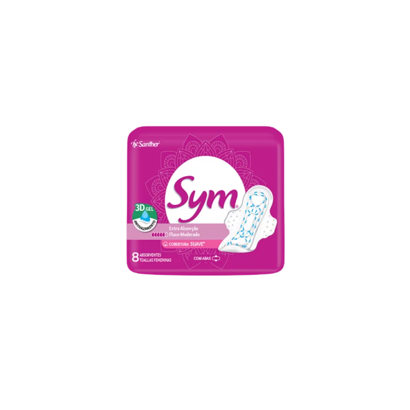 Absorvente Com Abas Sym Suave Pct 8Un