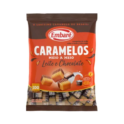 Bala Embare Caramelos Leite e Chocolate 660g