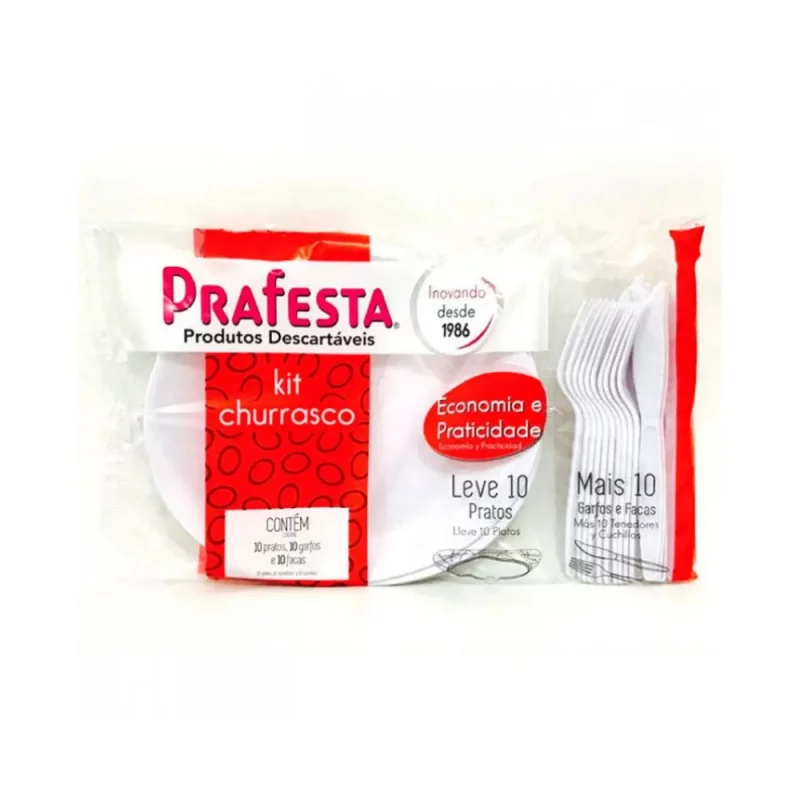 Kit Churr Prafesta Prat E Garfo Descar 10Un Bco