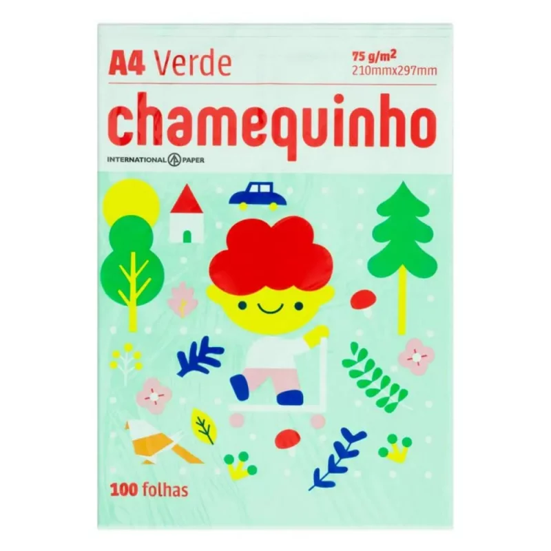 Papel Chamequinho Verde Folhas 100un