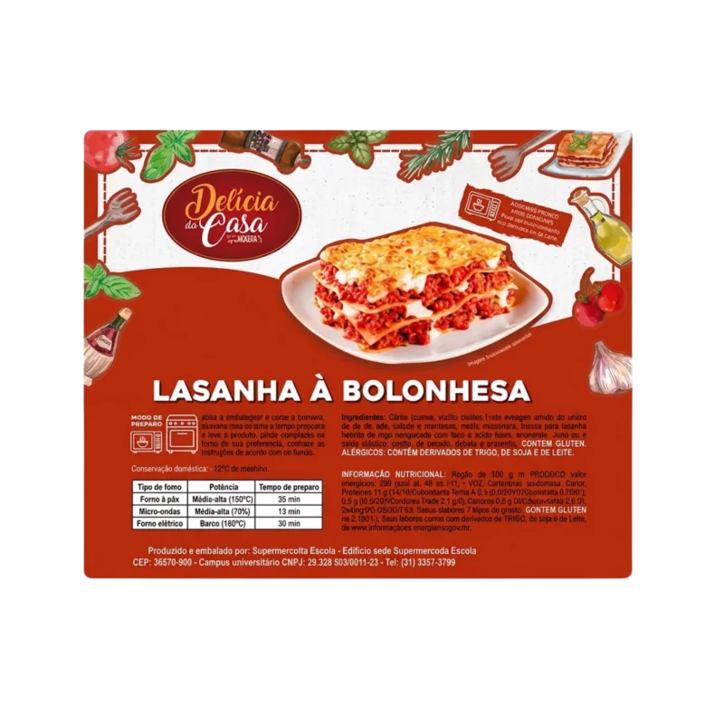 Lasanha Delicia da Casa A Bolonhesa Kg