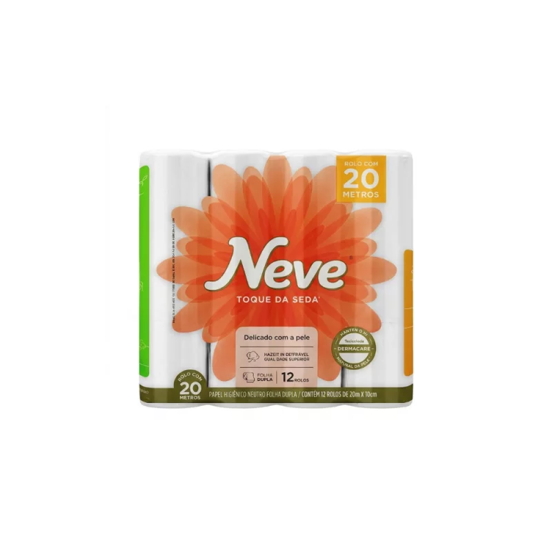 Papel Higienico Neve 20mts Toque de Seda Folha Dupla com 12un