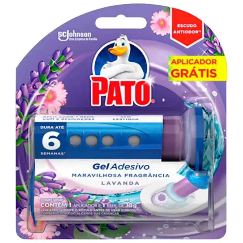 Desodorizador Sanitario Pato Gel Adesivo Lavanda com 06 Discos e Aplicador Gratis 38g