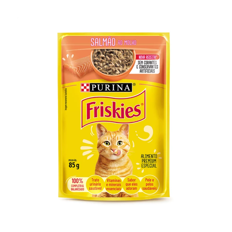Racao para Gatos Purina Friskies Salmao Ao Molho 85g