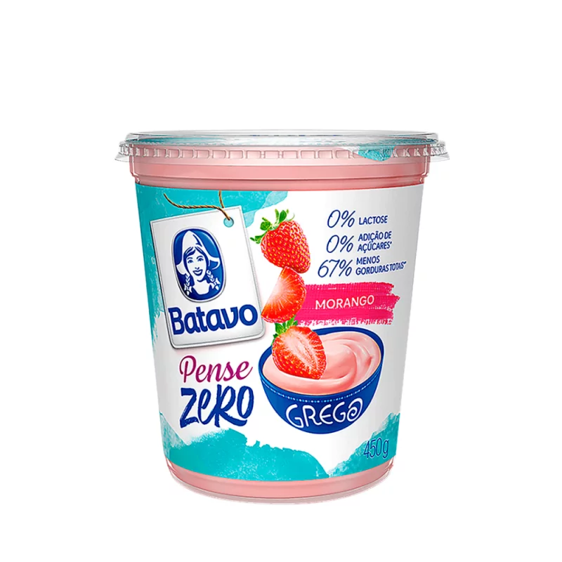 Iogurte Batavo Grego Pense Zero de Frutas Morango 500g