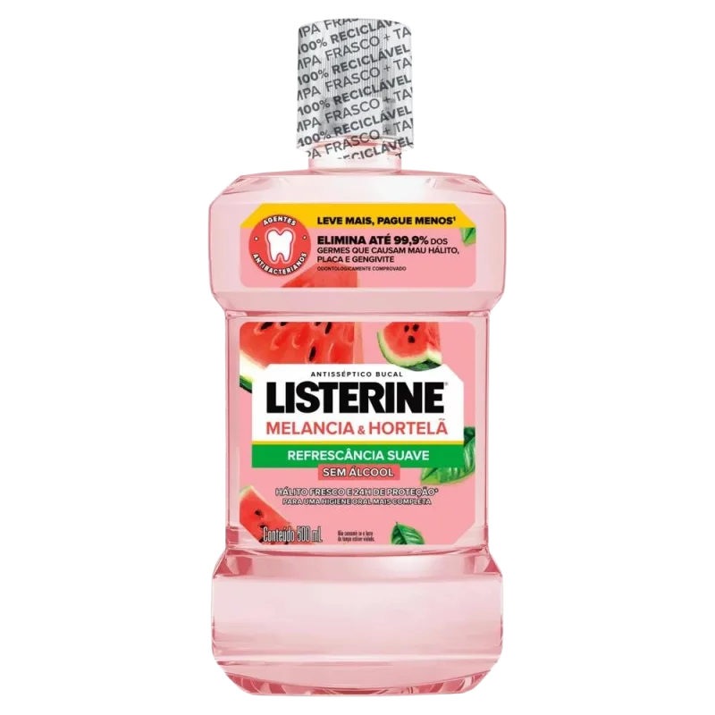 Antisseptico Bucal Listerine Melancia e Hortela Sem Alcool Leve Mais Pague Menos 500ml
