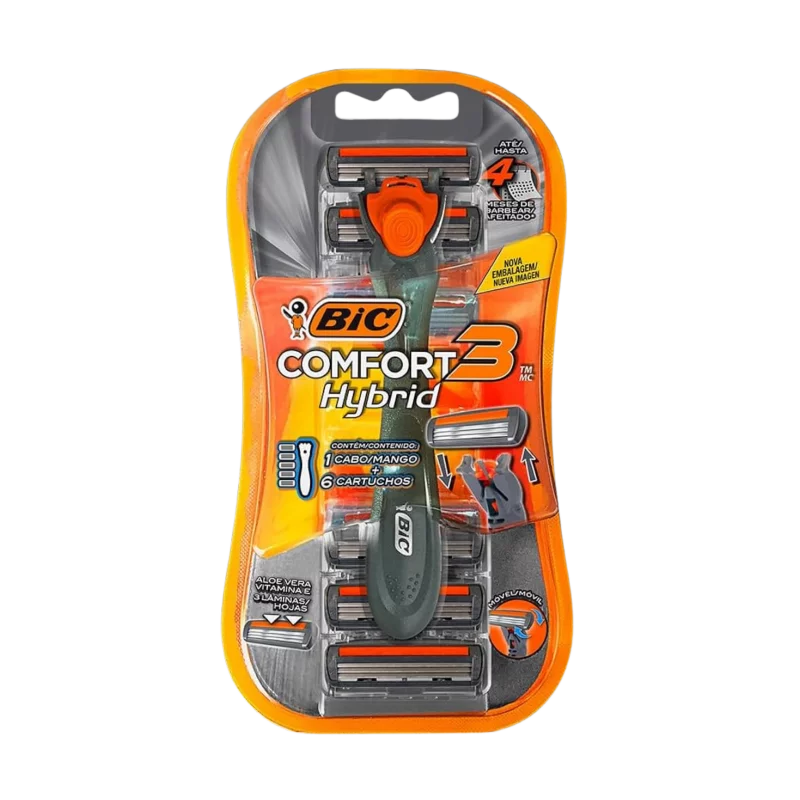 Aparelho de Barbear Bic Comfort 3 Hybrid 1cabo + 6 Cartucho