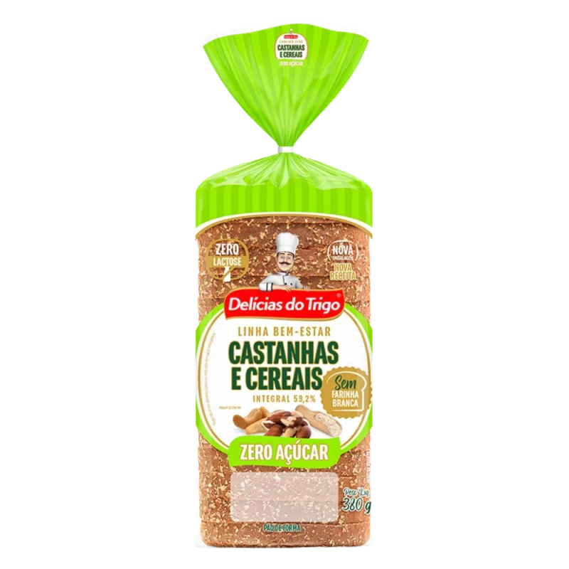 Pao de Forma Delicias do Trigo 100% Integral Castanhas e Cereais 380g