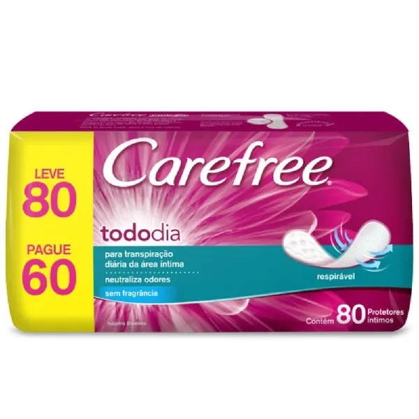 Absorvente Carefree Protetor Diario Todo Dia com Perfume 80 Un Leve Mais Pague Menos