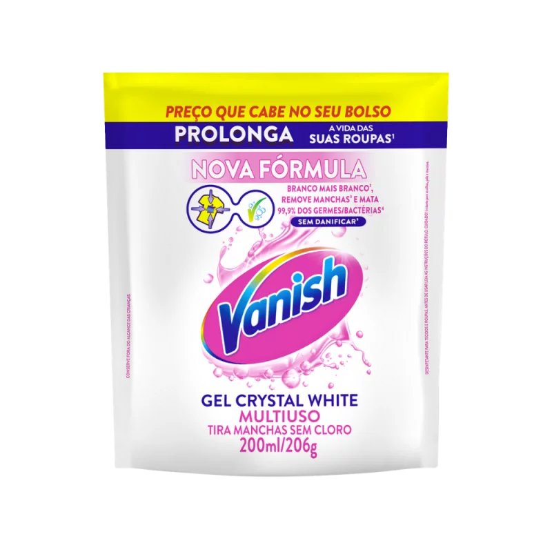 Vanish Gel Multiuso Tira Manchas Crystal White Sache 200ml