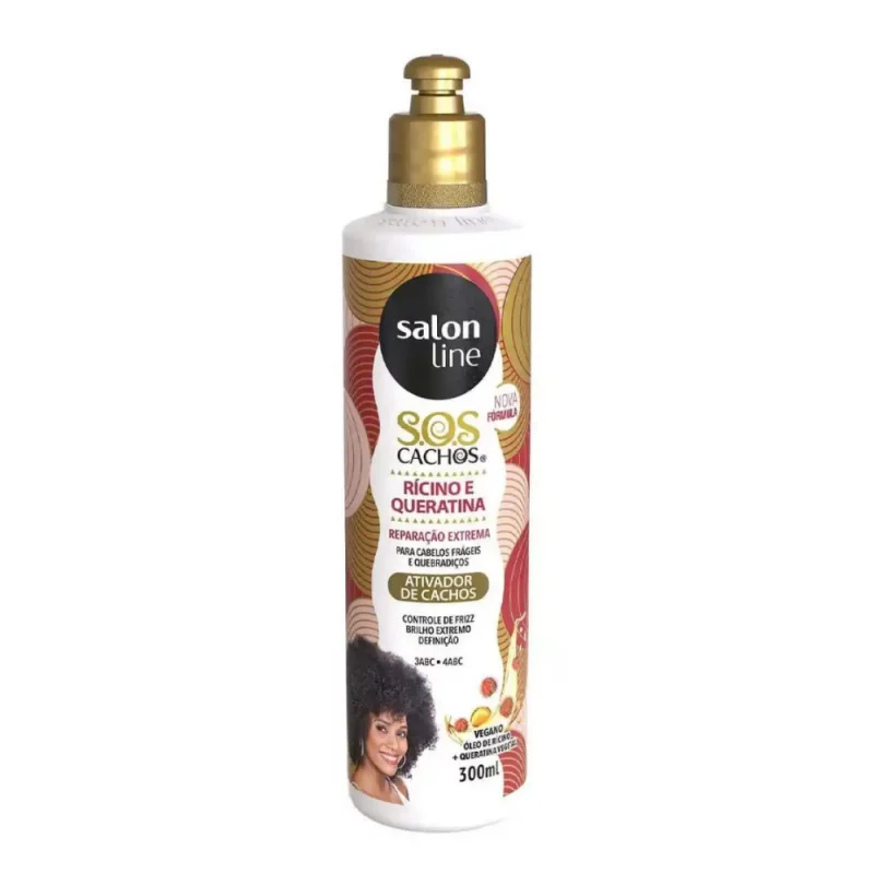 Ativador de Cachos Salon Line Ricino e Queratibna 5 em 1 300g